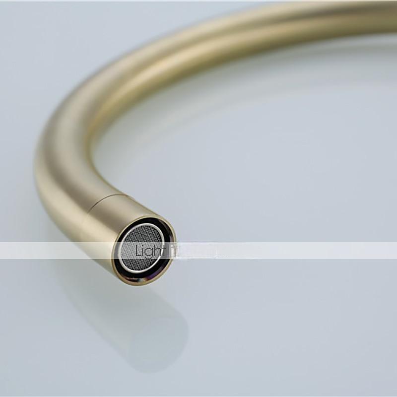 Kitchen Sink Mixer Faucet Brushed Gold Deck Mounted  360 Swivel Single Handle Vessel Kitchen Brass Taps with Cold and Hot Water Hose 2025 - CAD $79.99 –P7