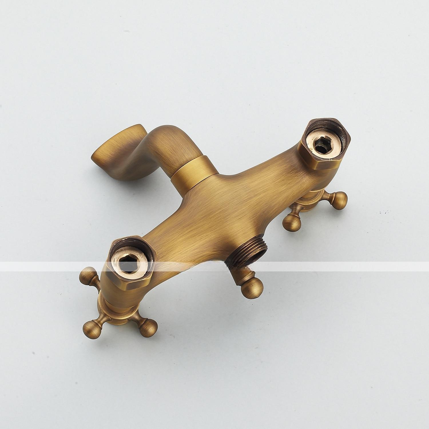 Bathroom Sink FaucetBrass Telephone Shape Wall Installation Widespread Pull-out Country Style Electroplated Copper Finish Two Handles Bathtub Faucet with Handshower and Drain 2025 - CAD $199.99 –P4