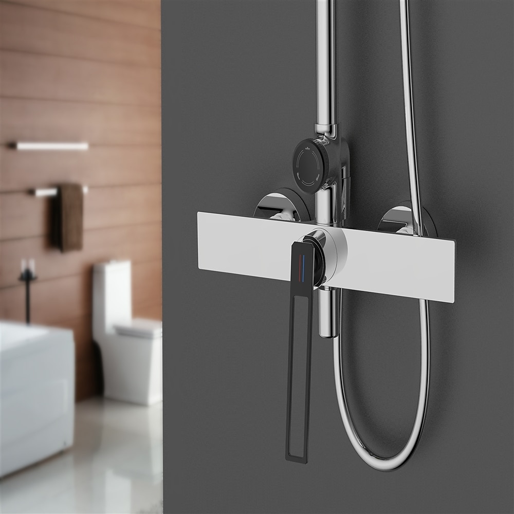 Shower FaucetShower System Set - Handshower Included Contemporary Chrome / Electroplated / Painted Finishes Mount Outside Ceramic Valve Bath Shower Mixer Taps 2025 - CAD $366.99 –P3