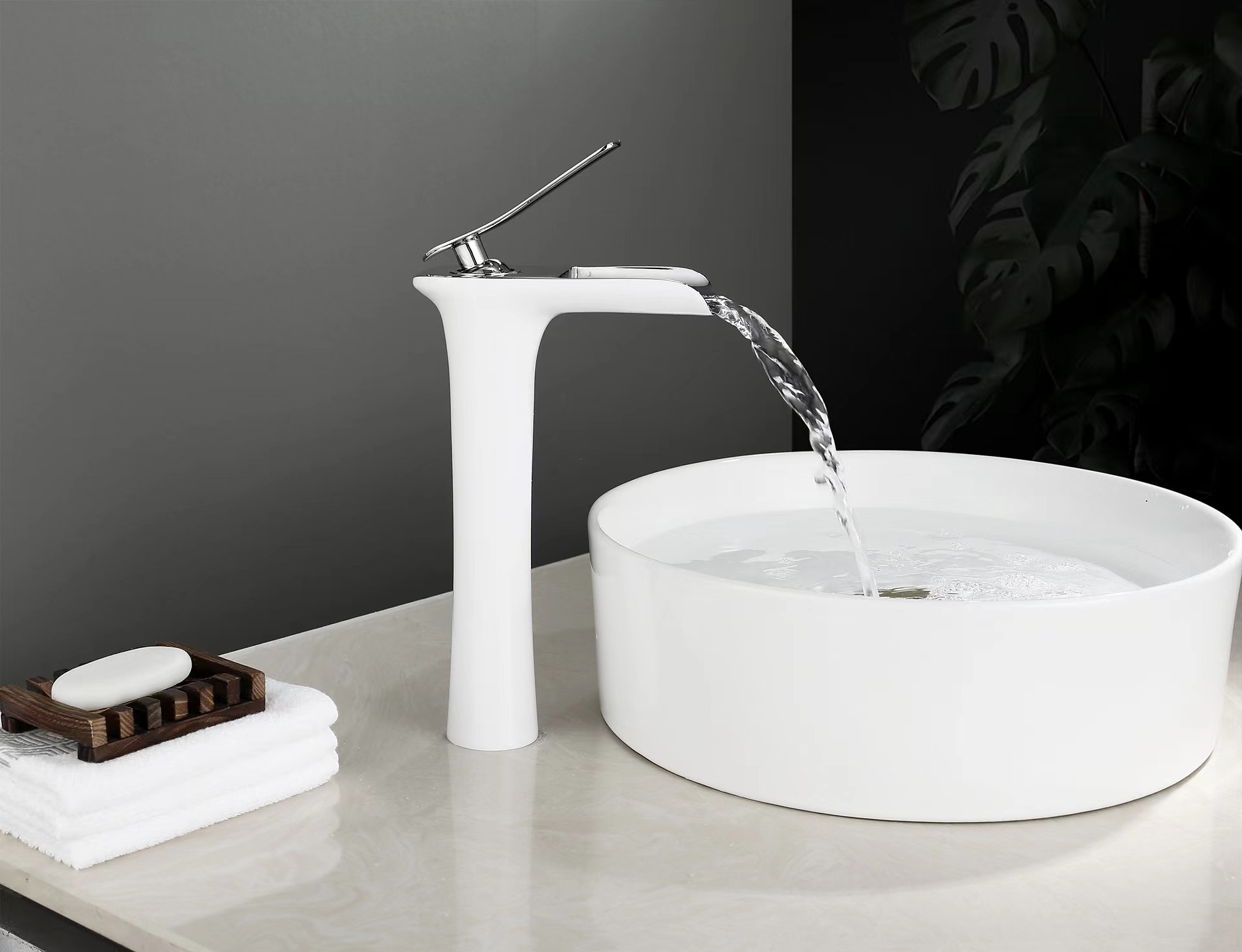 Waterfall Bathroom Sink Mixer Faucet Tall, Mono Wash Basin Single Handle Basin Taps Washroom with Hot and Cold Hose Monobloc Vessel Water Brass Tap Deck Mounted 2025 - CAD $111.99 –P7