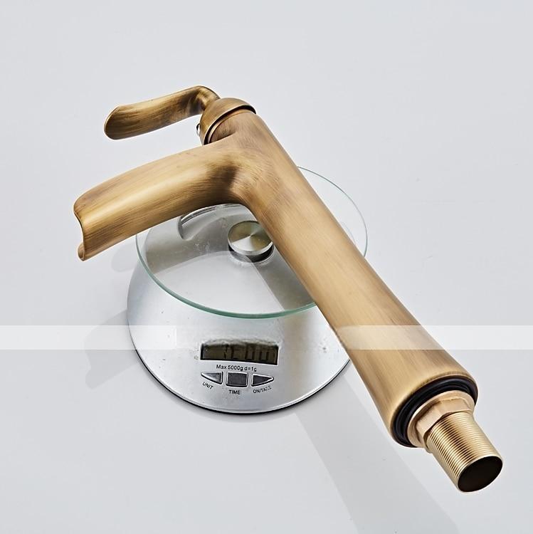 Waterfall Bathroom Faucet, Rustic Nickel Single Handle One Hole Brass Waterfall Bathroom Sink Faucet with Hot and Cold Water 2025 - CAD $127.99 –P6