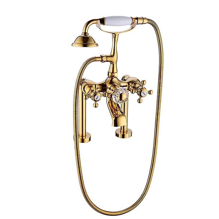 Bathtub Faucet - Modern Contemporary Electroplated Roman Tub Ceramic Valve Bath Shower Mixer Taps 2025 - CAD $303.99 –P11