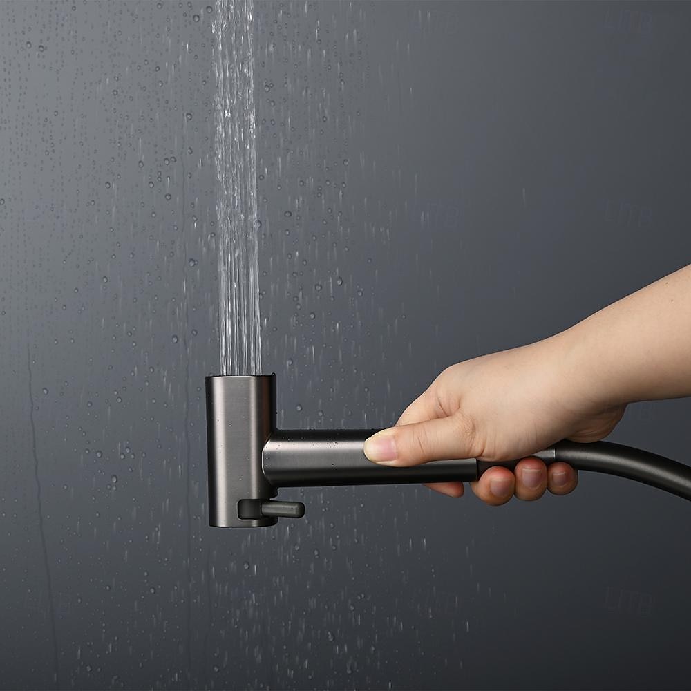 Brushed Grey Bidet Sprayer set wall Bidet shower Hot And Cold bidet Bathroom Solid Brass Shattaf Shower Faucet mixer tap 2025 - CAD $95.99 –P9