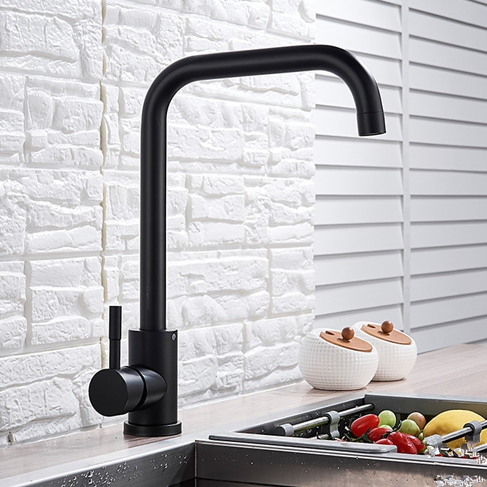 Stainless Steel Kitchen Sink Mixer Faucet 360 Swivel Single Handle Kitchen Taps Deck Mounted with Hot and Cold Water Hose Vessel Taps 2025 - CAD $52.99 –P3