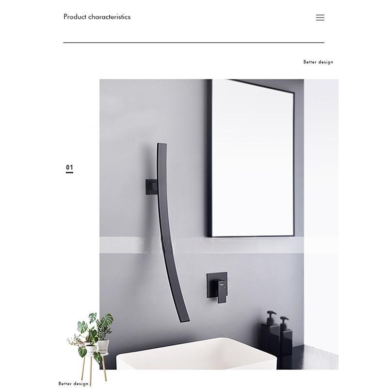 Wall Mounted Bathroom Sink Faucet,New Design Waterfall Black Single Handle Two Holes Bath Taps with Large Outlet and Flow Adjustable Switch and Hot/Cold Switch 2025 - CAD $366.99 –P3
