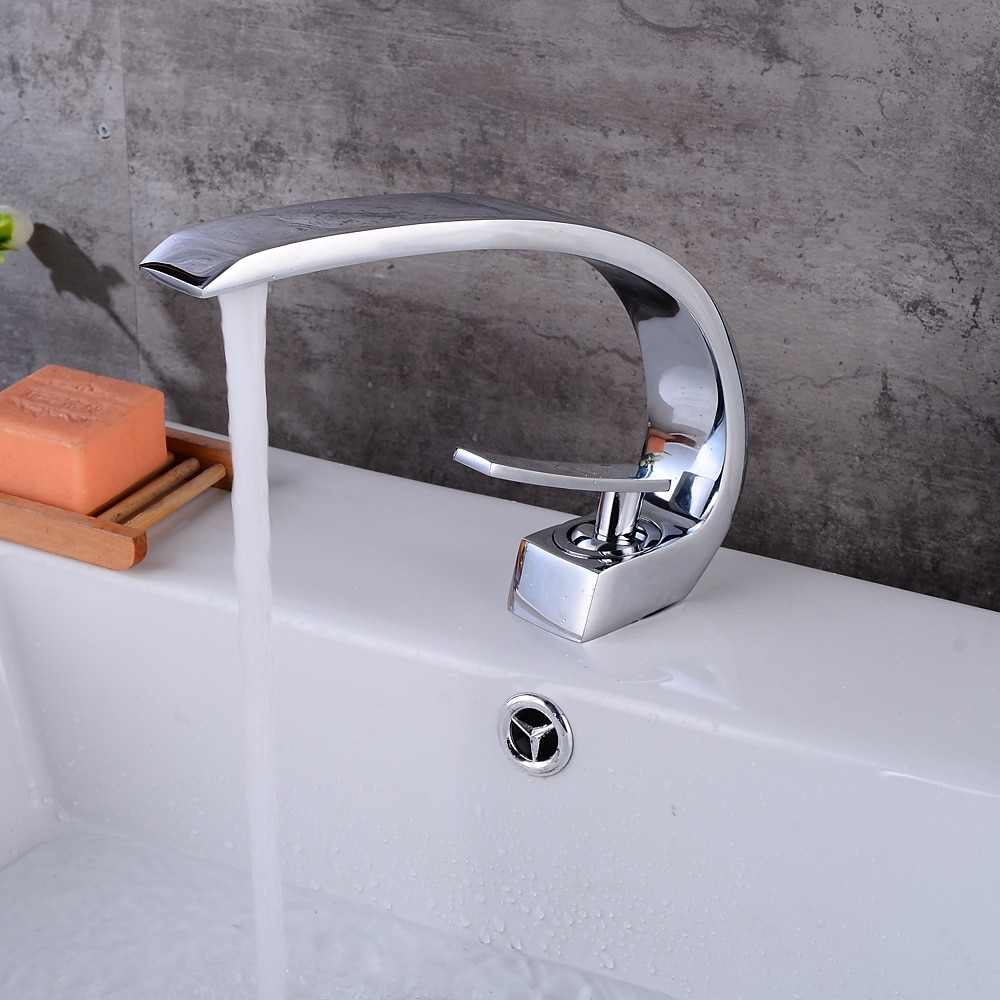 Bathroom Sink Mixer Faucet, Monobloc Washroom Brass Basin Taps Single Handle One Hole Deck Mounted, with Hot and Cold Hose, Chrome Oil-rubbed Bronze Brushed Golden Black Taps 2025 - CAD $87.99 –P1