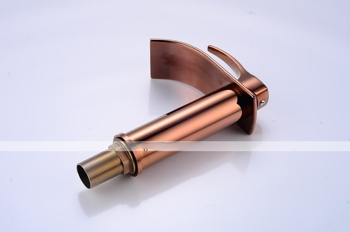 Bathroom Sink Faucet,Modern Style Single Handle Rose Golden One Hole Waterfall,Oil-rubbed Cooper with Drain and Brass Faucet Body with Hot and Cold Water and Pop-up Drain 2025 - CAD $111.99 –P7