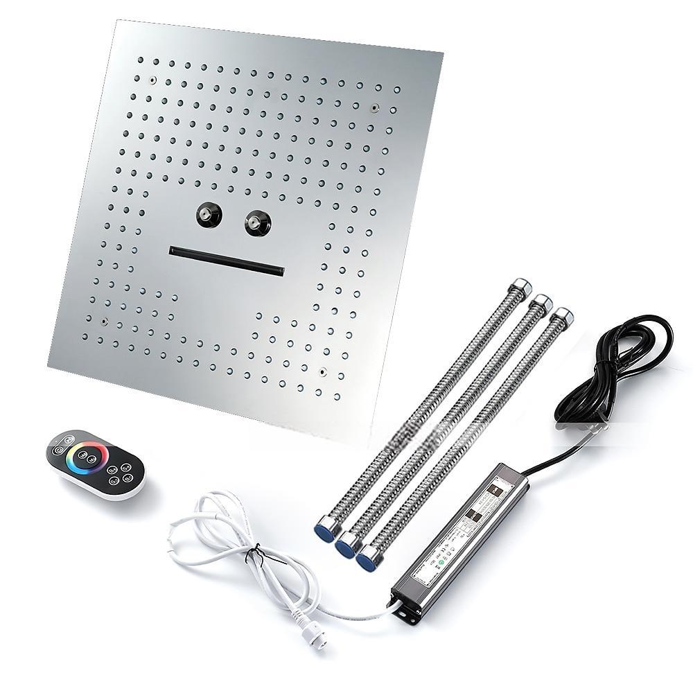 Concealed Rainfall Shower Head 400*400mm LED Light 16 Inch Ceiling Rainfall Showerhead 304 Stainless Steel Rain Shower 3 Functions Led Showerhead Square Spa Waterfall Showers Panel 2025 - CAD $558.99 –P7