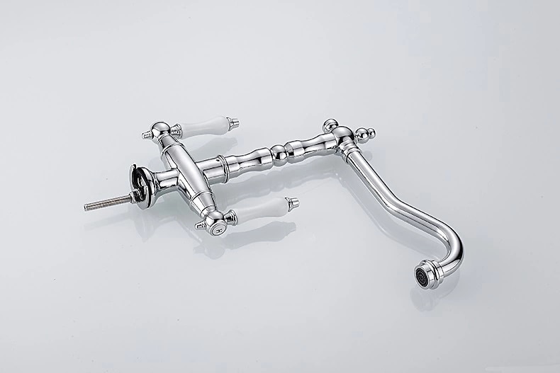 Traditional Kitchen Sink Mixer Faucet Retro Style Vessel Kitchen Taps Dual Handles One Hole Rotatable Chrome/Brass/Nickel Brushed Standard Spout 2025 - CAD $127.99 –P4