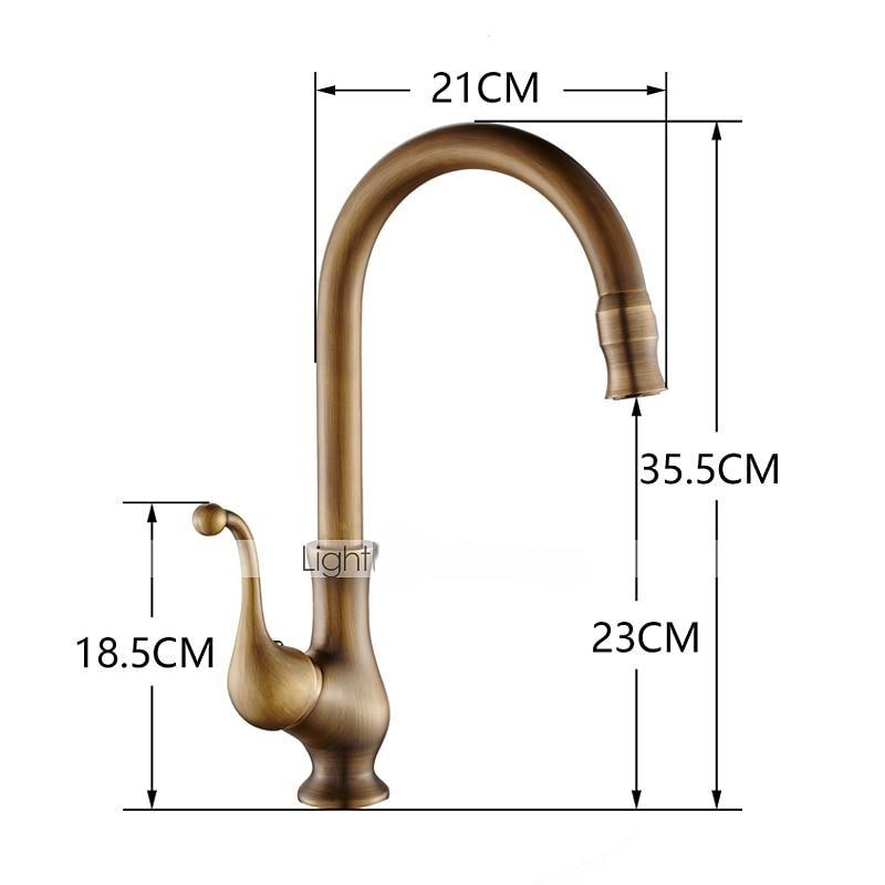 Traditional Kitchen Sink Mixer Taps Deck Mounted Brass Vintage Retro Kitchen Faucet Single Handle Standard Spout Vessel Tap 2025 - CAD $71.99 –P1