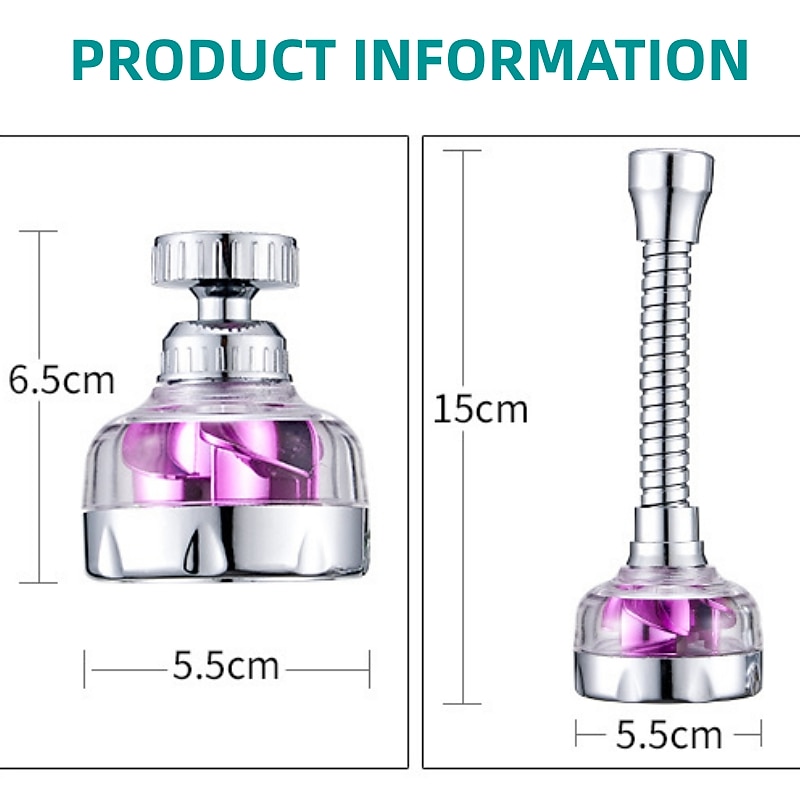 360 Degree Turbo Rotation Faucet Pressurize Kitchen Sink Tap Filter Bubble Splash Proof Water Saving Shower Nozzle Tap Connector 2025 - CAD $3.99 –P1