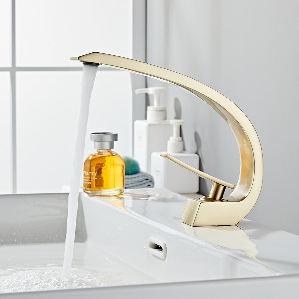 Bathroom Sink Mixer Faucet, Monobloc Washroom Brass Basin Taps Single Handle One Hole Deck Mounted, with Hot and Cold Hose, Chrome Oil-rubbed Bronze Brushed Golden Black Taps 2025 - CAD $87.99 –P9