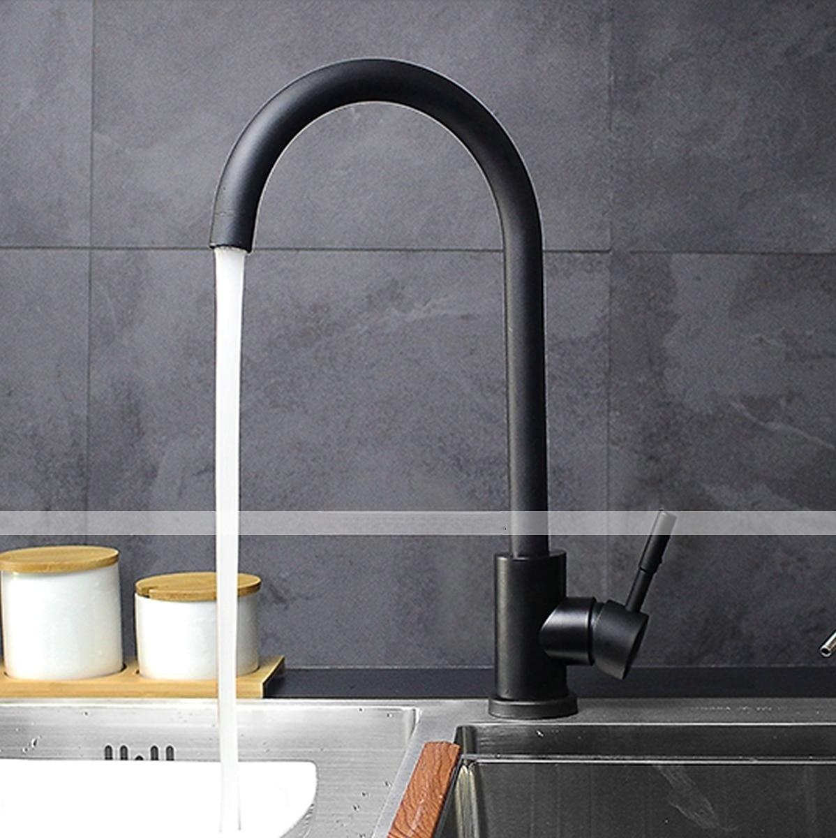 Stainless Steel Kitchen FaucetNickel Brushed Free Standing Single Handle One Hole Standard Spout High Arc 360° Rotatable Bathroom Sink Faucet with Hot and Cold Water Switch 2025 - CAD $52.99 –P3