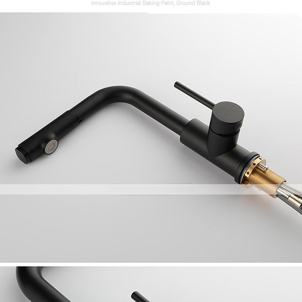 Kitchen Sink Faucet Black Single Handle One Hole Electroplated Pull-out / Pull-down Centerset Contemporary Kitchen Taps with Stream and Shower Modes 2025 - CAD $159.99 –P10