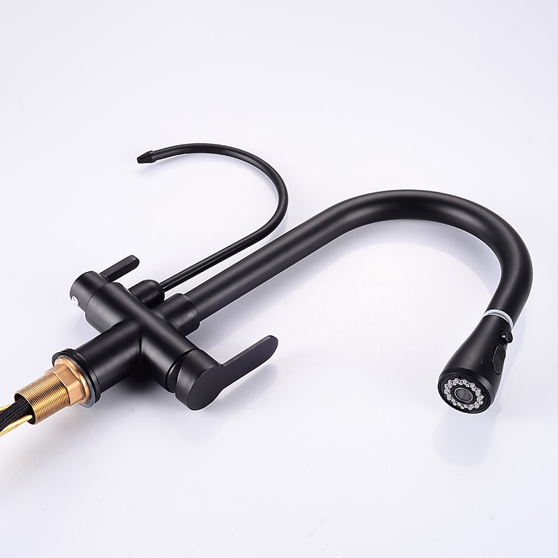 Kitchen faucet - Two Handles One Hole Electroplated / Painted Finishes Pull-out / Pull-down / Tall / High Arc / Purified water Centerset Modern Contemporary Kitchen Taps 2025 - CAD $159.99 –P9