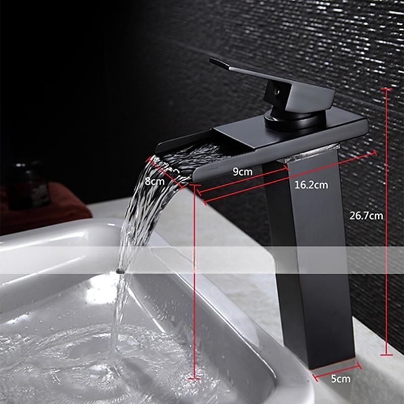 Bathroom Vessel Faucet Tall LED Waterfall Spout 3 Color Changes with Temperature, Sink Mixer Mono Basin Taps, Single Handle One Hole Brass Washroom Vessel Tap Deck Mounted 2025 - CAD $143.99 –P4
