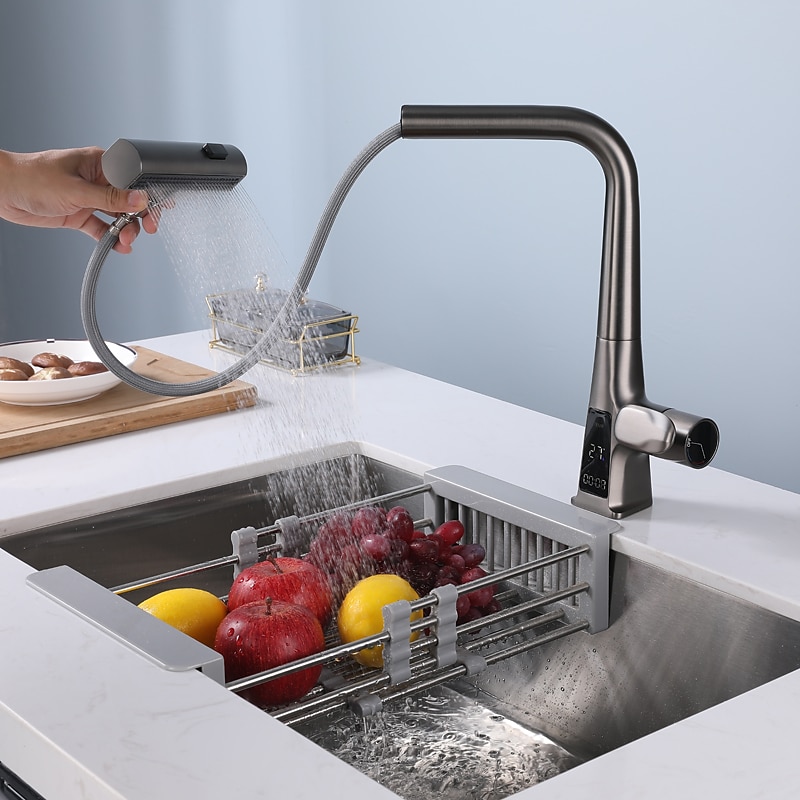 Waterfall Kitchen Faucet 2023 Latest Centerset Faucet for Kitchen Sink 3 in 1 Multi-functional Single Handle One Hole Pull out Cylinder Spout Kitchen Taps Ceramic Valve Insides 2025 - CAD $247.99 –P3