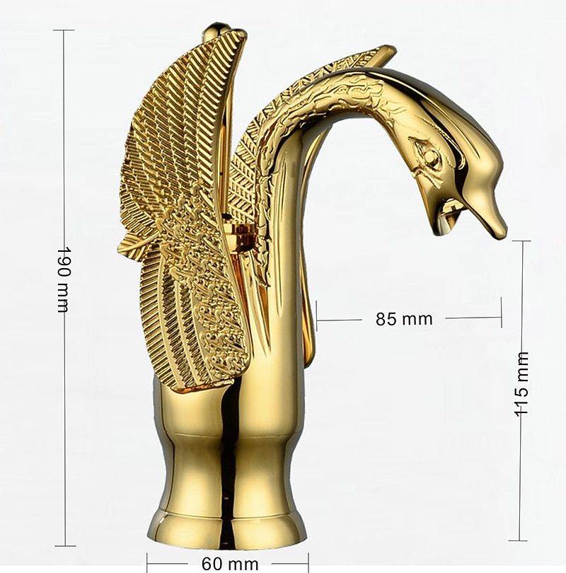 Vintage Bathroom Sink Mixer Faucet Brass Swan Shap, Monobloc Washroom Basin Taps Single Handle One Hole Deck Mounted, Mono Water Vessel Tap Hot and Cold Hose Antique 2025 - CAD $135.99 –P1