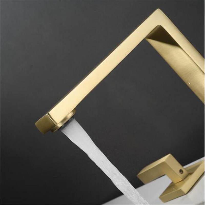 Widespread Bathroom Sink Mixer Faucet 360 Swivel Brass 3 Hole 2 Handle Basin Tap Deck Mounted Washroom Basin Vessel Water Tap with Hot and Cold Hose Black Chrome Golden White Grey 2025 - CAD $164.78 –P10