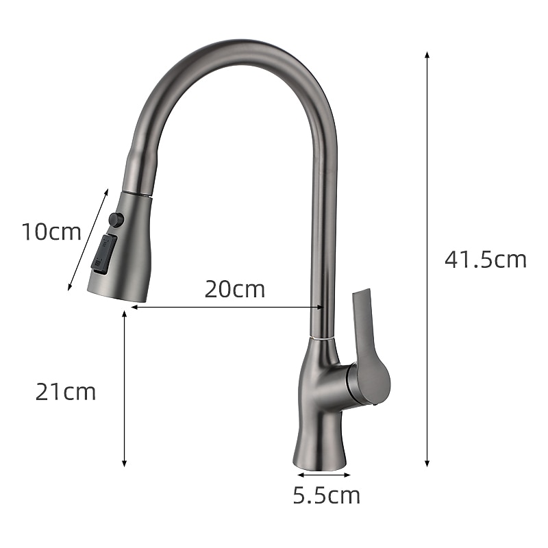 Kitchen Faucet with Pull-out SpraySingle Handle One Hole Rotatable Electroplated Pull-out / Pull-down / Standard Spout / Tall / High Arc Centerset Modern Contemporary Style Kitchen Taps 2025 - CAD $111.99 –P1