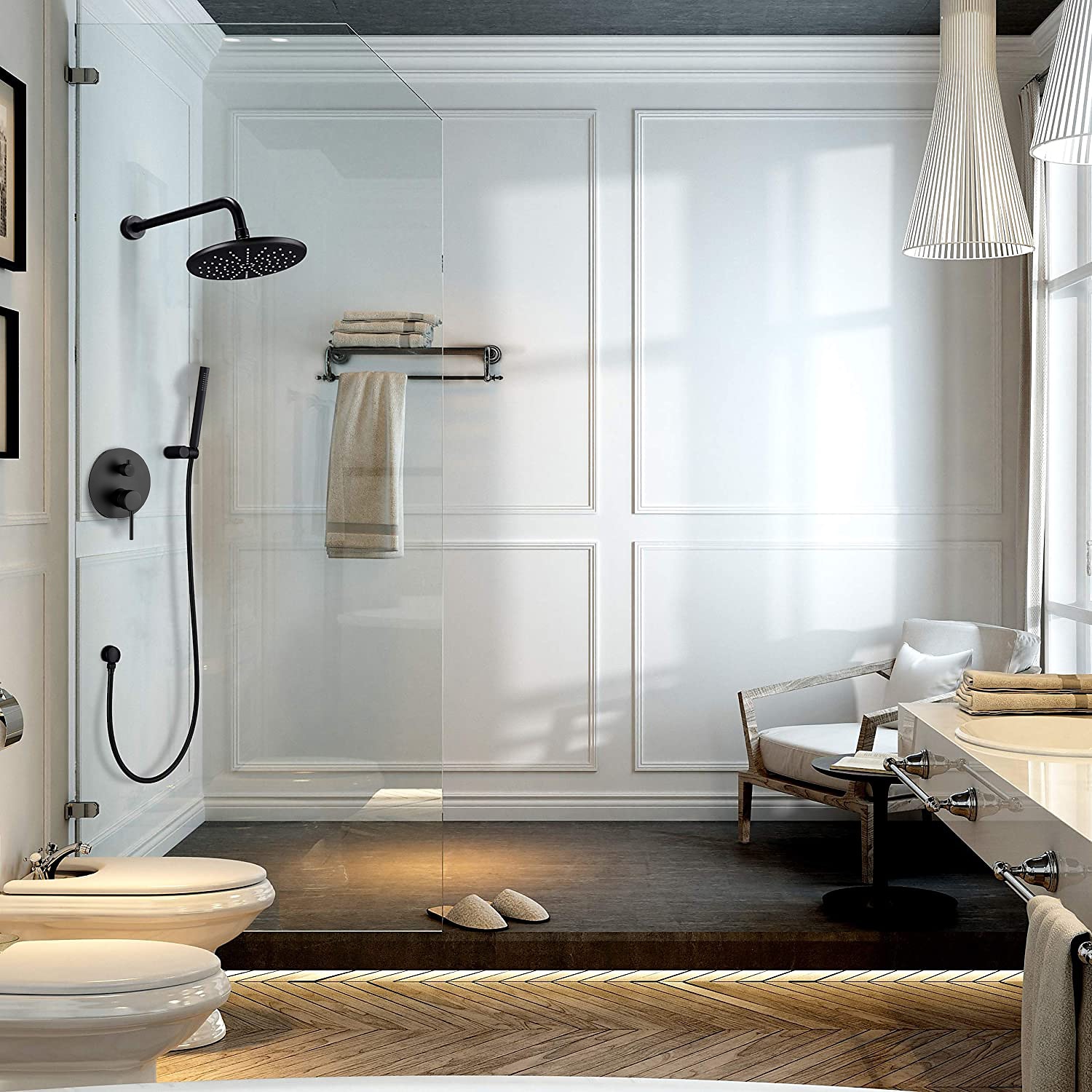 Shower FaucetShower Faucet Set Rainfall Shower Contemporary Painted Finishes Mount Inside Ceramic Valve Bath Shower Mixer Taps 2025 - CAD $239.99 –P3