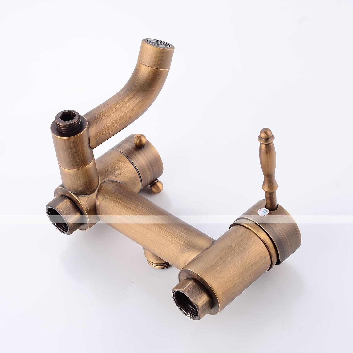 Shower FaucetShower System Set - Handshower Included pullout Waterfall Vintage Style / Country Antique Brass Mount Outside Ceramic Valve Bath Shower Mixer Taps 2025 - CAD $303.99 –P11