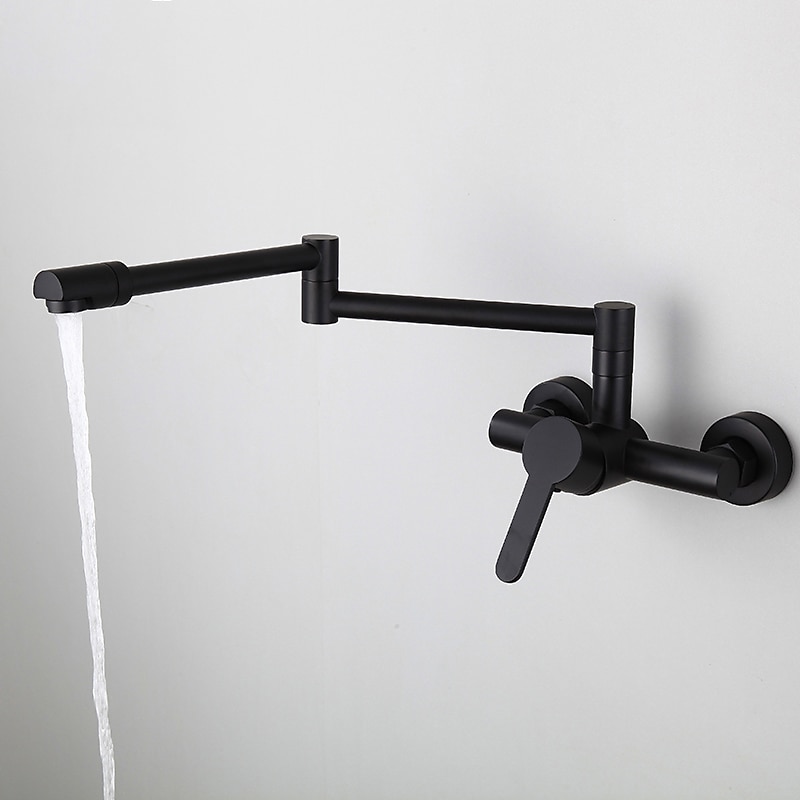 Wall Mounted Kitchen Sink Mixer Faucet Foldable Pot Filler FacuetSingle Handle Two Holes Folding Taps Electroplated / Painted Finishes Pull-out / Pull-down / Pot Filler Wall Mounted / Brass 2025 - CAD $199.99 –P18