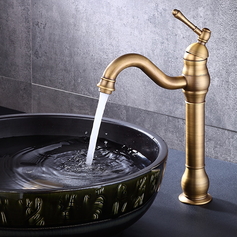 Bathroom Sink Mixer Faucet Deck Mounted, 360 Swivel Washroom Basin Taps Single Handle Rose One Hole Electroplated Faucet with Hot and Cold Water Gold/Black/Brushed Gold/Brass/Rustic Nickel 2025 - CAD $95.99 –P7