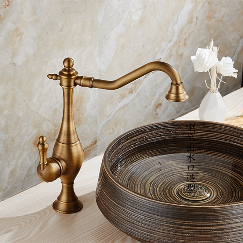 Kitchen FaucetHigh Arc Single Handle One Hole Rotatable Standard Spout Retro Kitchen Taps(Antique Brass/ORB) 2025 - CAD $151.99 –P6