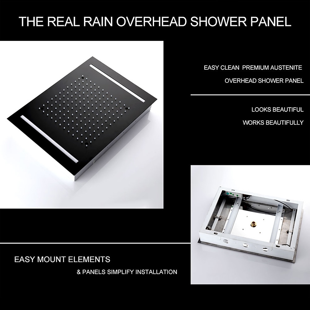 Shower Faucet500*360 Matte Black Bathroom Faucet Rain Shower Complete with LED Stainless Steel Shower Head Ceiling Mounted Ti-PVD Feature - Design / Rainfall Shower Head System 2025 - CAD $478.99 –P2