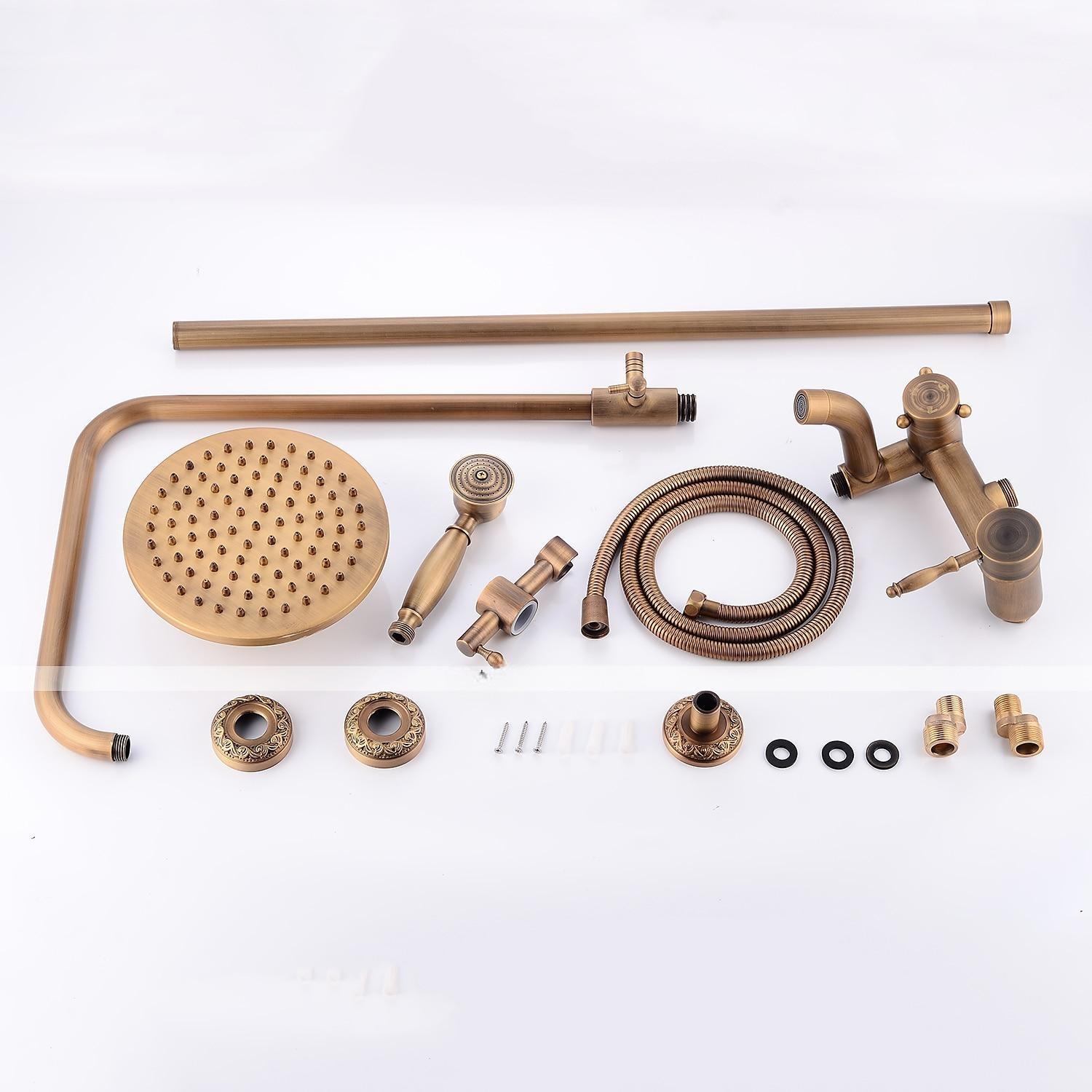 Shower FaucetShower System Set Handshower Included pullout Waterfall Vintage Style/Country Brass Mount Outside Ceramic Valve Bath Shower Mixer Taps 2025 - CAD $303.99 –P1
