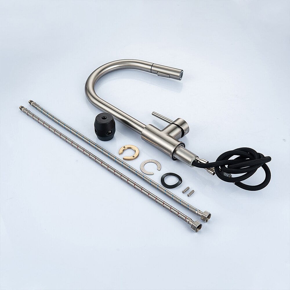 Kitchen Faucet with Pull-out SpraySingle Handle One Hole 2-modes Brass Kitchen Taps 2025 - CAD $199.99 –P12