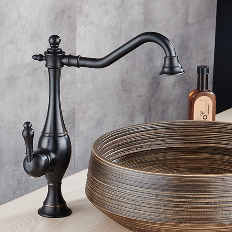 Kitchen FaucetHigh Arc Single Handle One Hole Rotatable Standard Spout Retro Kitchen Taps(Antique Brass/ORB) 2025 - CAD $151.99 –P10