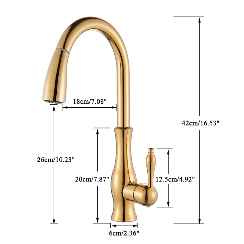 Kitchen Faucet with Pull-out SprayBrass 2-modes Single Handle One Hole Modern Style Kitchen Taps with Hot and Cold Switch 2025 - CAD $159.99 –P1