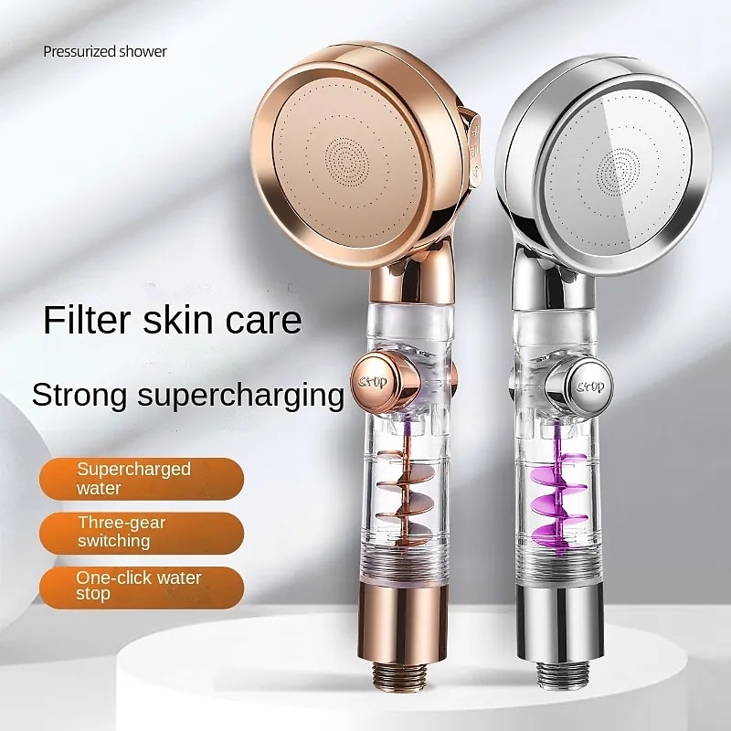 Beauty Skin Three-speed Turbo Rod Supercharged Shower Shower Head Whirlpool Bath Bath Hose Set Water Heater Shower Head Shower 2025 - CAD $6.99 –P7
