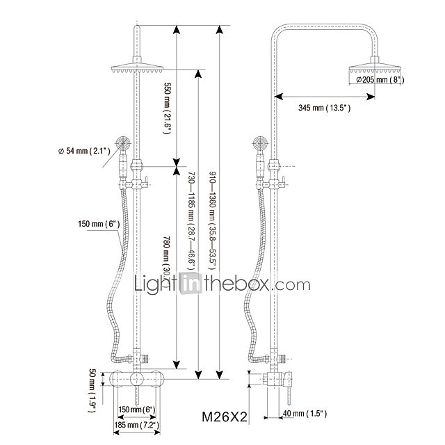 Shower FaucetShower System SetBrass Single Handle Three Holes Rainfall Wall Mounted Shower System Ceramic Valve Bath Shower Mixer Taps with Hot and Cold Water Switch 2025 - CAD $303.99 –P5
