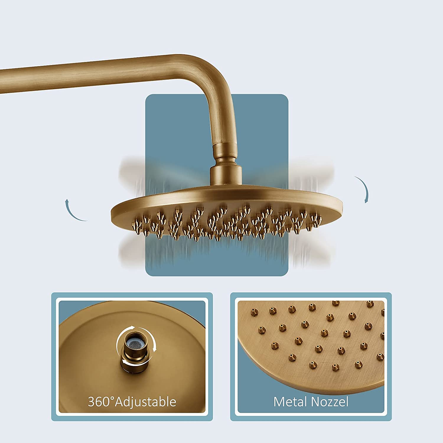 Shower System Faucet Set 8" Showerhead Golden Rainfall Vintage Style Combo Kit with Handheld Handshower Wall Mounted Country Antique Brass Mount Outside Ceramic Valve Bath Shower Mixer Taps 2025 - CAD $303.99 –P3
