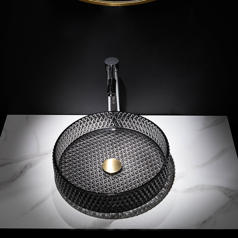 Bathroom Vessel Sink with Chrome FaucetWash Basin Glass Countertop Cylinder Wash Basin Hand Washbasin Worktop Installation Glass Basin Set with Chrome Brass Tap 2025 - CAD $366.99 –P15
