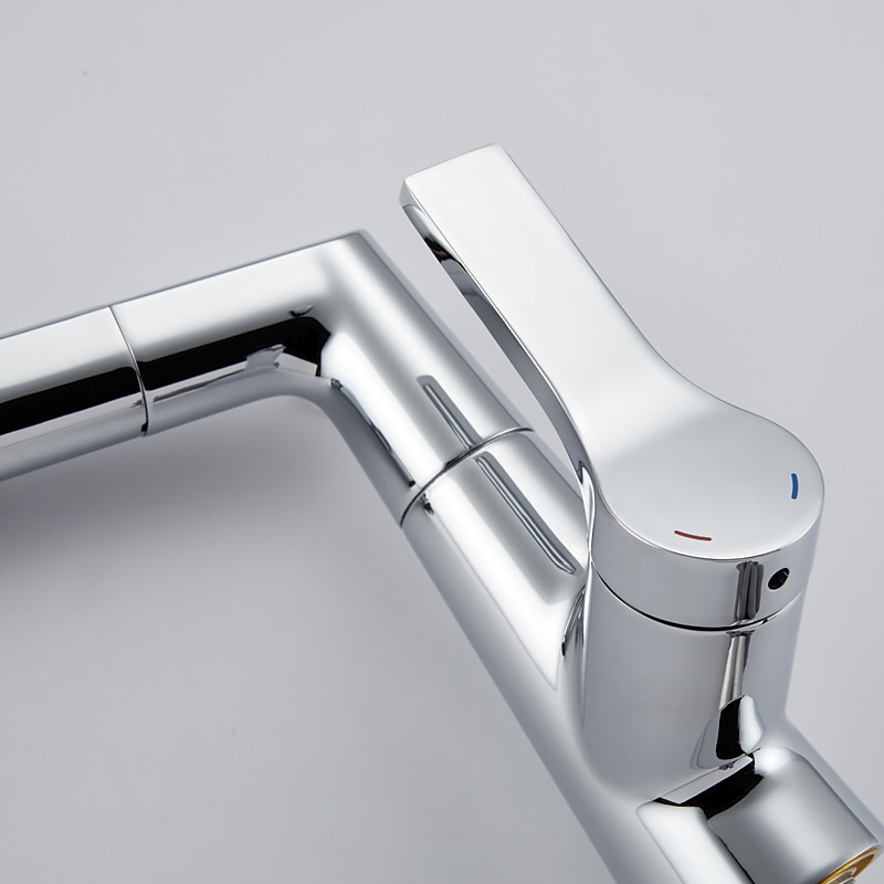 Bathroom Sink Faucet with Pull Out Spray,Brass Liftable 3-modes Electroplated / Painted Finishes Centerset Single Handle One Hole Lavatory Rotating Spout for Cold and Hot Water Bath Taps 2025 - CAD $159.99 –P7