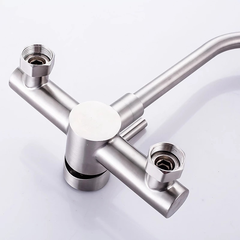 Kitchen FaucetStainless Steel Rotatable Wall Mounted Single Handle Two Holes Kitchen Taps with Hot and Cold Switch 2025 - CAD $79.99 –P8