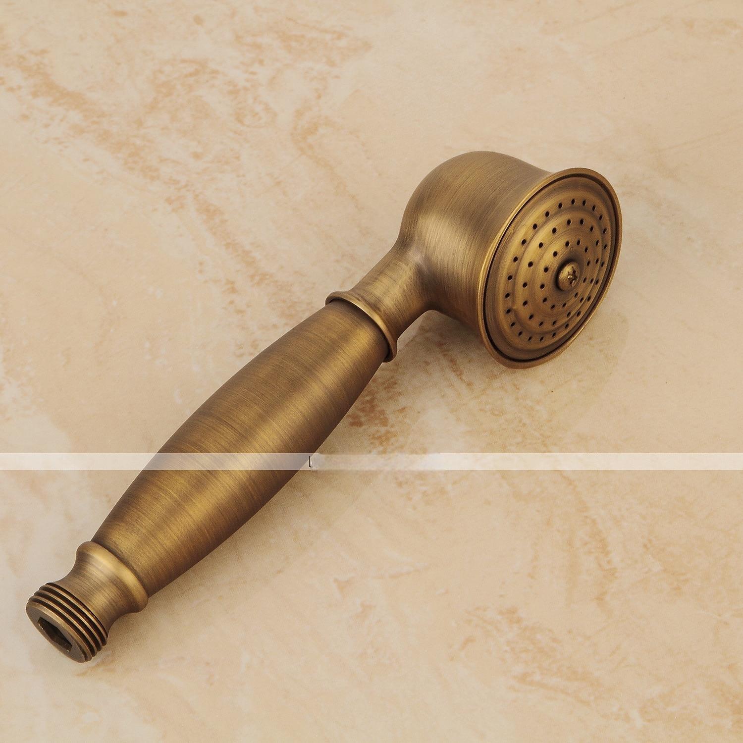 Shower Faucet SetMount Outside Antique Brass/Brass/Yellow Dual-Head Pullout Vintage Style Brass Shower Faucet with Rain Shower/Handshower/Bodysprays/Drain with Hot and Cold Water 2025 - CAD $151.99 –P3