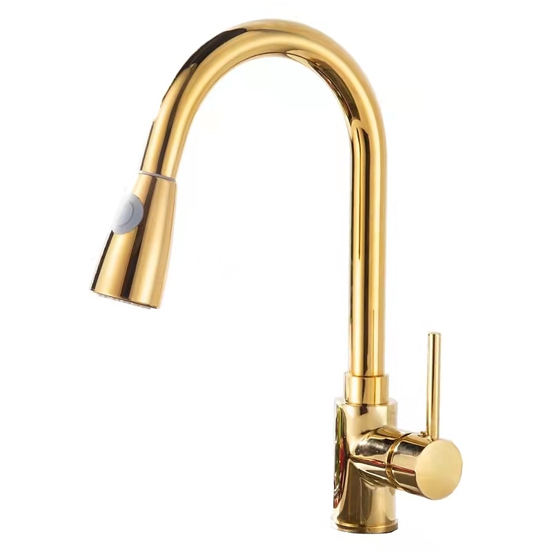 Kitchen faucet - Single Handle One Hole Electroplated Pull-out / Pull-down Centerset Modern Contemporary Kitchen Taps 2025 - CAD $135.97 –P2
