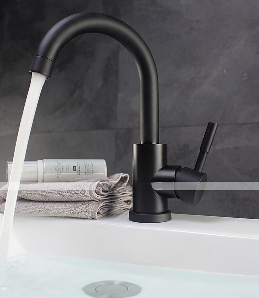 Bathroom Sink Faucet,Single Handle Black Nickel/White Dainted/Brushed Nickel One Hole Standard Spout Stainless Steel Bathroom Sink Faucet with Hot and Cold Water 2025 - CAD $63.99 –P8