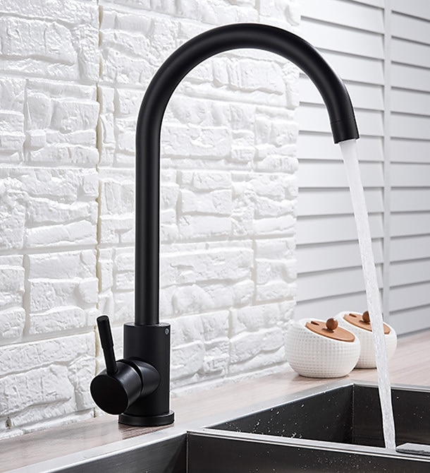 Stainless Steel Kitchen Sink Mixer Faucet 360 Swivel Single Handle Kitchen Taps Deck Mounted with Hot and Cold Water Hose Vessel Taps 2025 - CAD $52.99 –P7