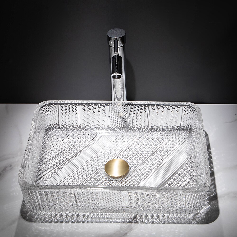 The modern light luxury transparent art rectangular die-cast glass wash basin with faucet sink 2025 - CAD $328.99 –P10