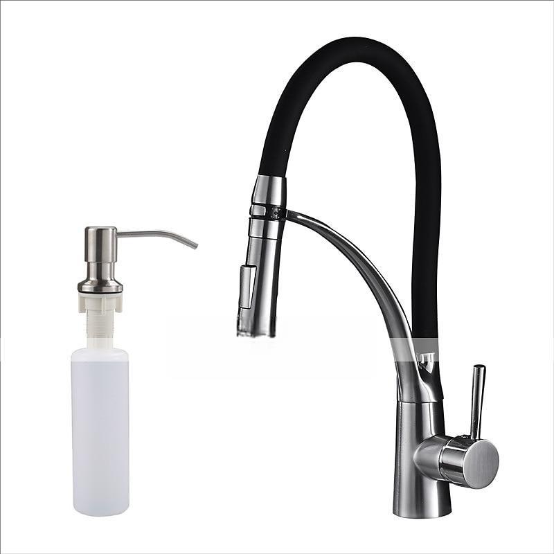 Kitchen Faucet Set Brush Nickel Single Handle One Hole Pull Out Centerset Brass Kitchen Faucet with Supply Lines 2025 - CAD $111.99 –P6