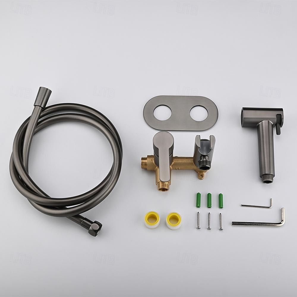 Brushed Grey Bidet Sprayer set wall Bidet shower Hot And Cold bidet Bathroom Solid Brass Shattaf Shower Faucet mixer tap 2025 - CAD $95.99 –P11