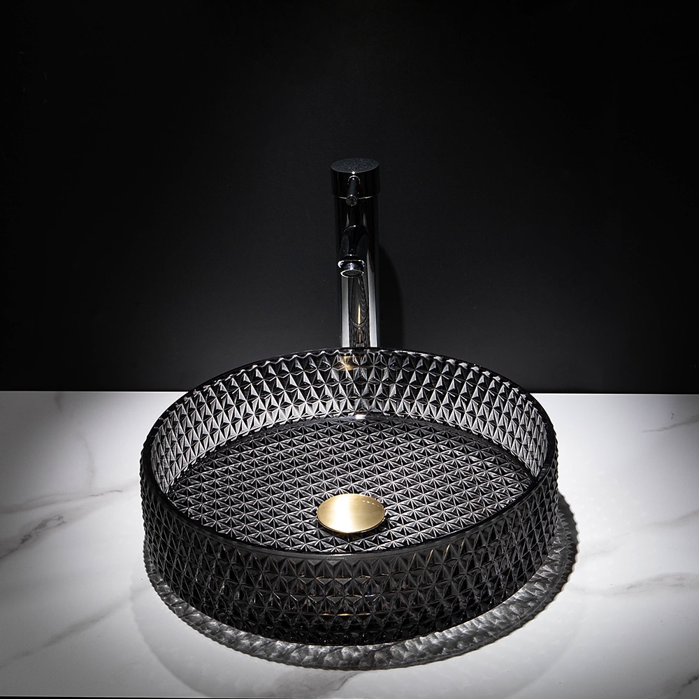Bathroom Vessel Sink with Chrome FaucetWash Basin Glass Countertop Cylinder Wash Basin Hand Washbasin Worktop Installation Glass Basin Set with Chrome Brass Tap 2025 - CAD $366.99 –P13