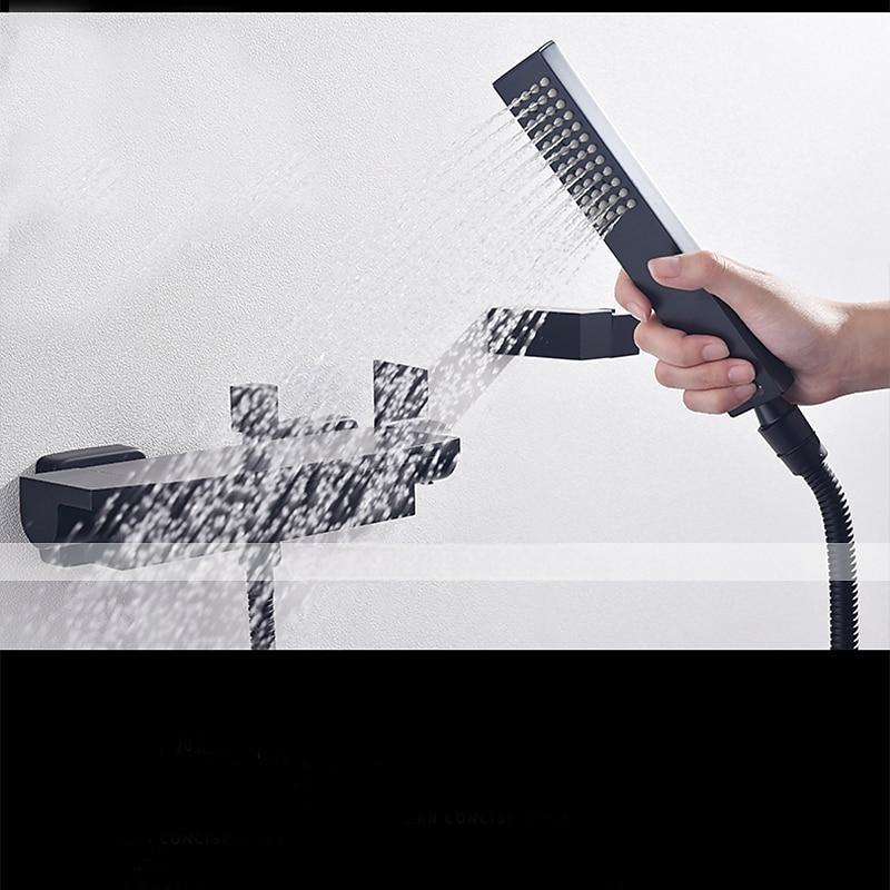 Waterfall Bathtub Faucet Bathroom Faucet Set Brass Wall Mounted Shower Facuet With Rain Hand Shower Waterfall Spout Tap 2025 - CAD $287.99 –P10