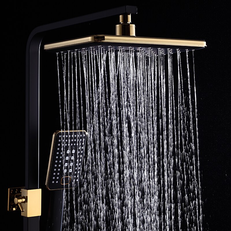 Shower System Faucet Set Wall Mounted 9 inch Rainfall Shower Head Handshower Handheld Sprayer with Holder Electroplated / Painted Finishes Mount Inside Ceramic Valve Bath Shower 2025 - CAD $328.99 –P15